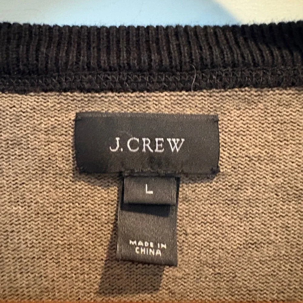 J.Crew‎ Men's Large Charcoal Gray V Neck Sweater 100% Cotton Lightweight Preppy